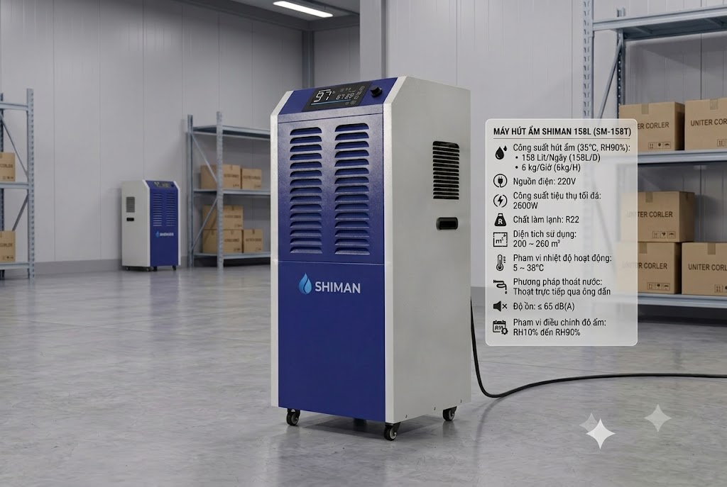Máy hút ẩm công nghiệp Shiman 158L (SM-158T)